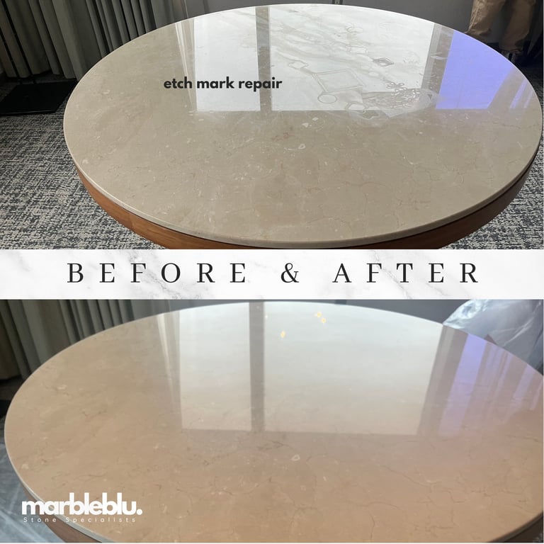 Marble Before And After marble countertop etch mark repair and restoration